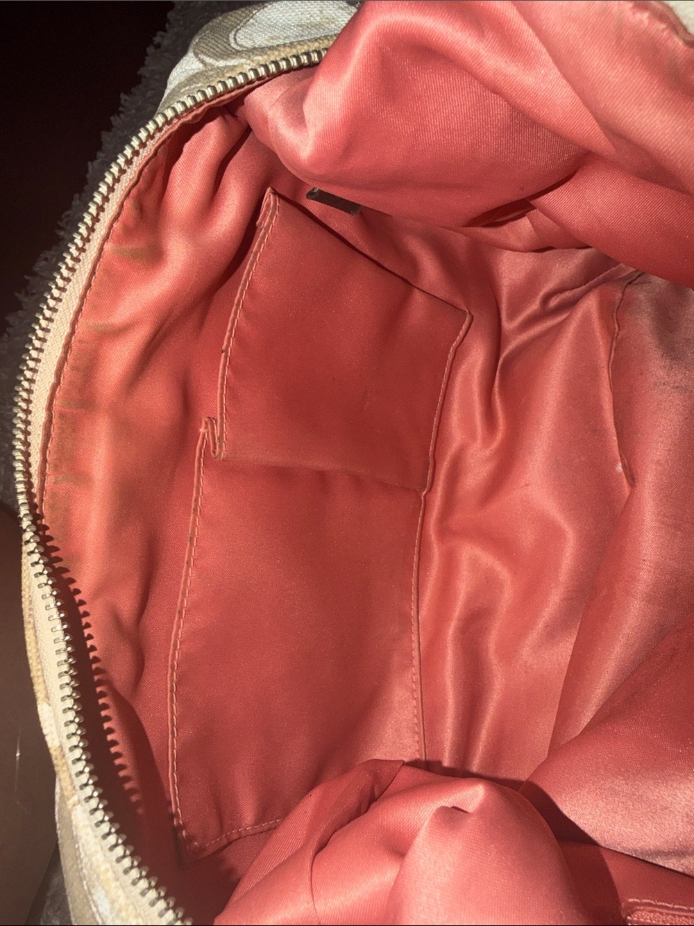 Coach Signature Metallic Cream & Tan Hobo Bag with 2 Hang Tags - Picture 9 of 15